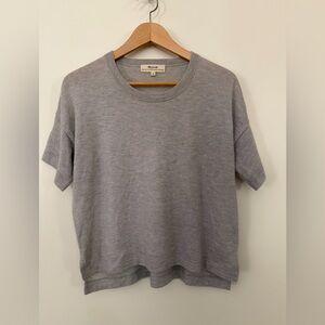 Madewell Light Gray Short Sleeve Cashmere Sweater